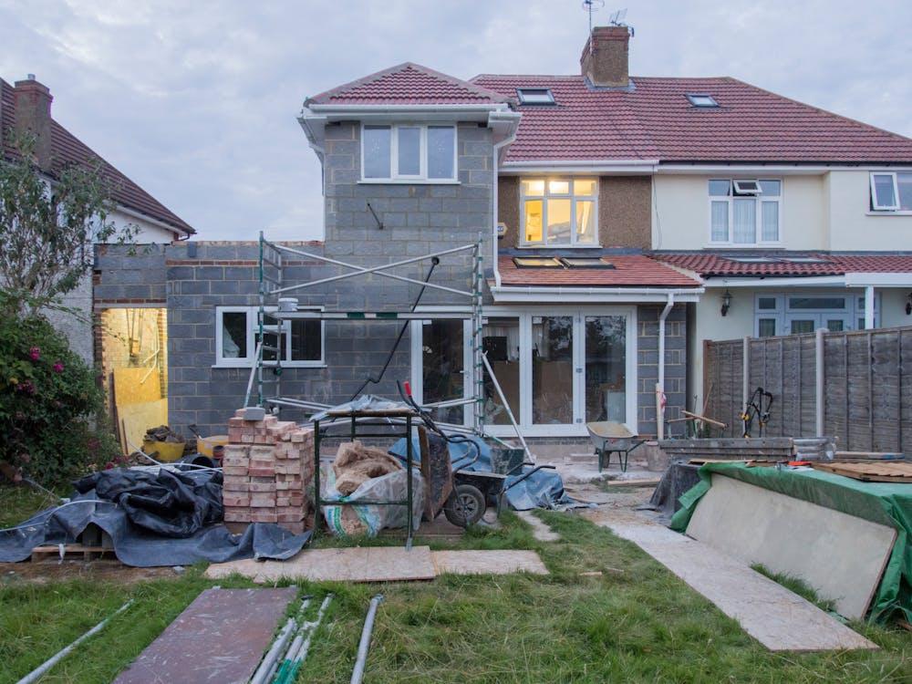 A home’s exterior getting renovated