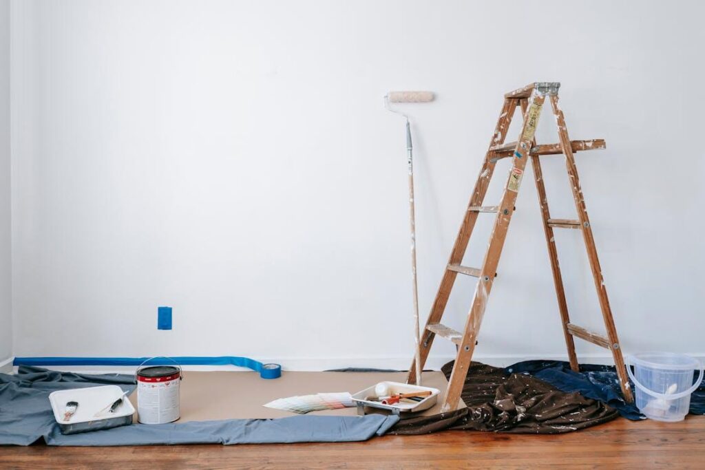 Paint supplies in a home