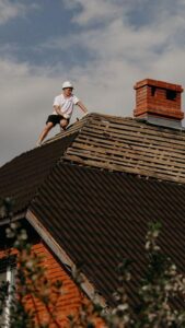 A person on a roof